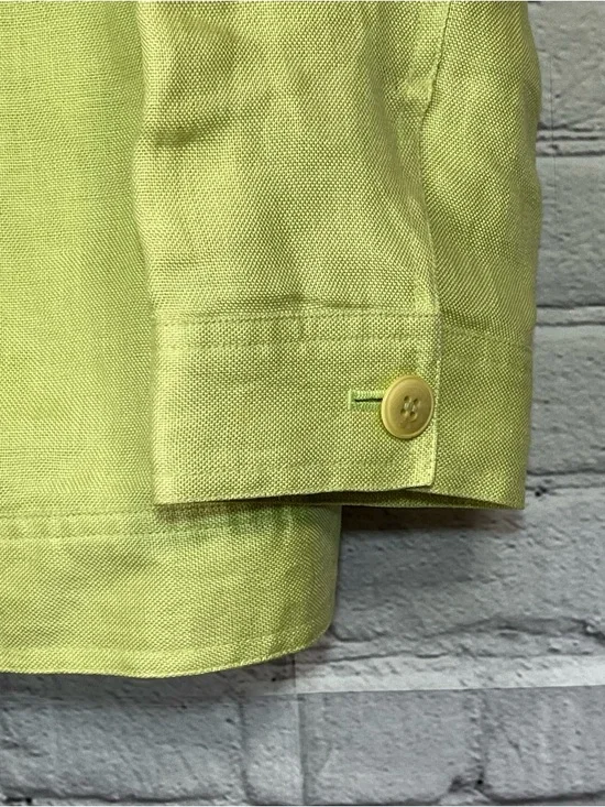 Talbots Lime Green Irish Linen Blazer Jacket Womens Size 10 Lightweight Vintage - Picture 7 of 10